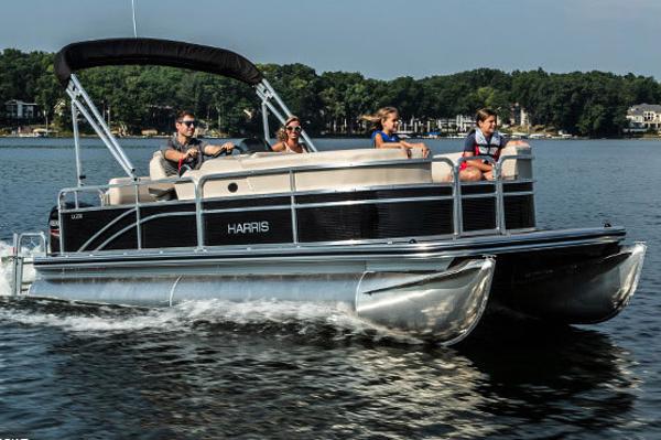 Family on a Harris pontoon boat 